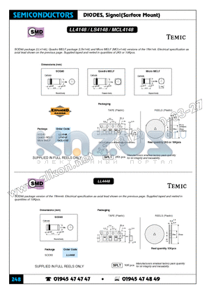 LS4148 datasheet - DIODES, Signal(Surface Mount)