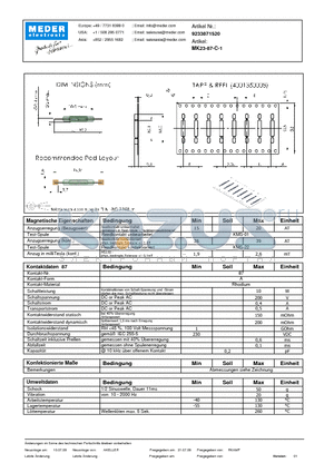 MK23-87-C-1_DE datasheet - (deutsch) MK Reed Sensor