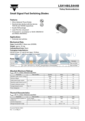 LS4148_07 datasheet - Small Signal Fast Switching Diodes