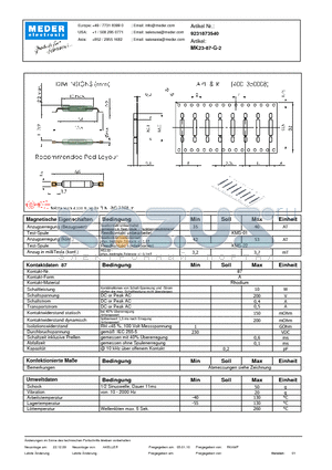 MK23-87-G-2_DE datasheet - (deutsch) MK Reed Sensor