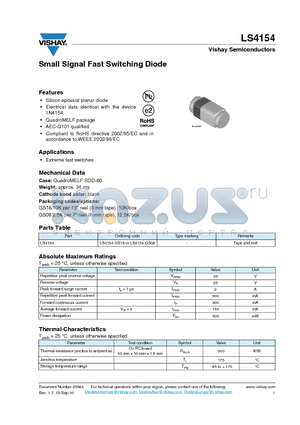 LS4154_12 datasheet - Small Signal Fast Switching Diode