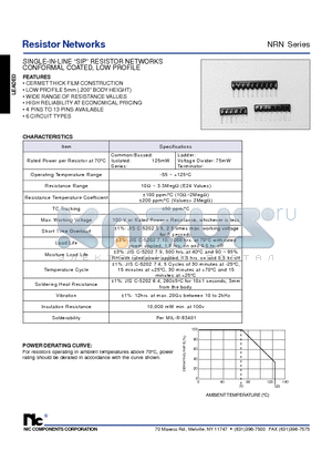 NRN10C104JLC datasheet - SINGLE-IN-LINE SIP RESISTOR NETWORKS CONFORMAL COATED LOW PROFILE