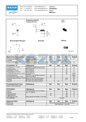 MK24-A-3_DE datasheet - (deutsch) MK Reed Sensor