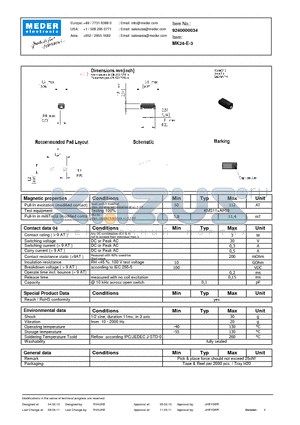 MK24-E-3 datasheet - MK Reed Sensor