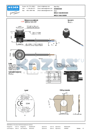 MK25-1A46-BV03500 datasheet - RH <45 %, 100 V test voltage
