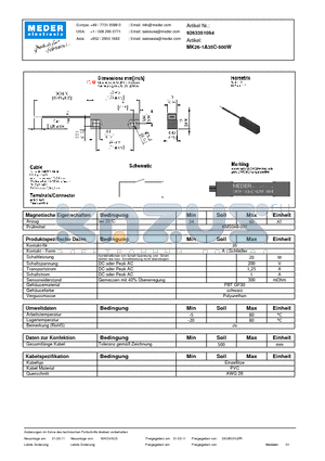 MK26-1A35C-500W_DE datasheet - (deutsch) MK Reed Sensor