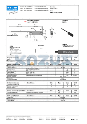 MK26-1A66C-500W datasheet - MK Reed Sensor