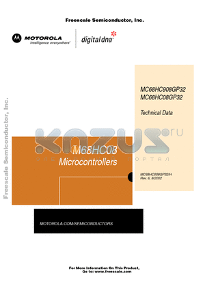 MC68HC08GP32CB datasheet - M68HC08 Family of 8-bit microcontroller units (MCUs)