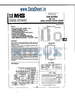 HMT-65764K-2 datasheet - HIGH SPEED CMOS SRAM