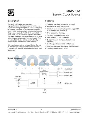 MK2761A datasheet - Package Outline and Package Dimensions (16-pin SOIC, 150 Mil. Narrow Body)