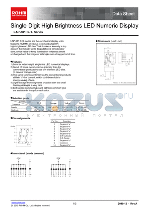 LAP-301ML datasheet - Single Digit High Brightness LED Numeric Display