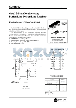HCT244 datasheet - Octal 3-State Noninverting Buffer/Line Driver/Line Receiver(High-Performance Silicon-Gate CMOS)