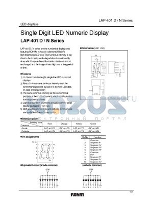 LAP-401DD datasheet - Single Digit LED Numeric Display