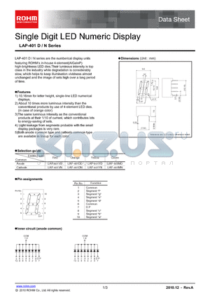 LAP-401DD datasheet - Single Digit LED Numeric Display
