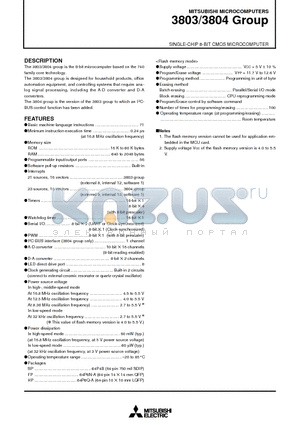 M38039FFHP datasheet - SINGLE-CHIP 8-BIT CMOS MICROCOMPUTER