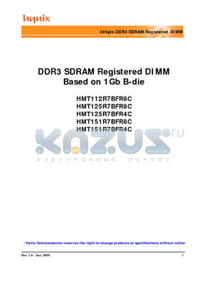HMT112R7BFR8C-G7 datasheet - 240pin DDR3 SDRAM Registered DIMM
