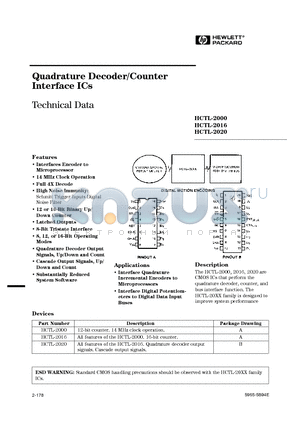 HCTL-2016 datasheet - Quadrature Decoder/Counter Interface ICs