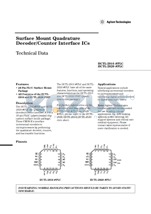 HCTL-2016 datasheet - Surface Mount Quadrature Decoder/Counter Interface ICs