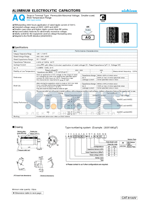 LAQ2D680MEL datasheet - ALUMINUM ELECTROLYTIC CAPACITORS