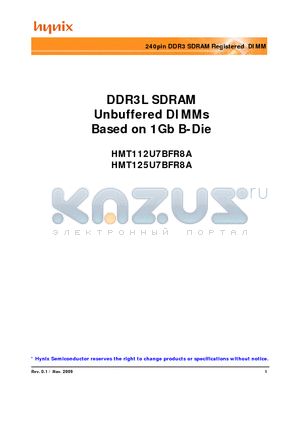 HMT112U7BFR8C-G7 datasheet - 240pin DDR3 SDRAM Registered DIMM
