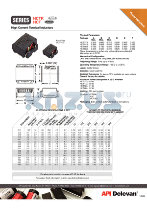 HCTR-504 datasheet - High Current Toroidal Inductors