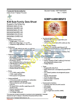 MK30X256VMD100 datasheet - K30 Sub-Family Data Sheet