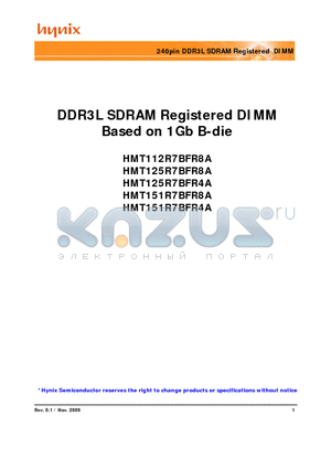 HMT125R7BFR4A-G7 datasheet - 240pin DDR3L SDRAM Registered DIMM