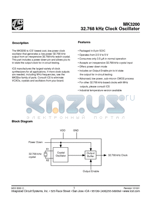 MK32000SITR datasheet - 32.768 kHz Clock Oscillator