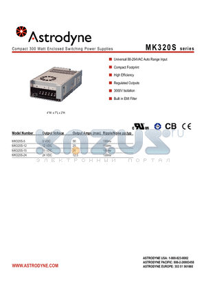 MK320S-12 datasheet - Compact 300 Watt Enclosed Switching Power Supplies