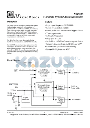 MK3235-01S datasheet - Handheld System Clock Synthesizer