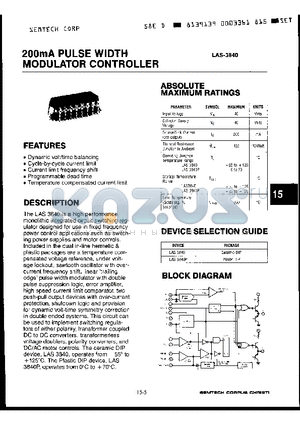 LAS-3840 datasheet - 200mA PULSE WIDTH MODULATOR CONTROLLER