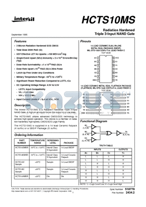 HCTS10KMSR datasheet - Radiation Hardened Triple 3-Input NAND Gate