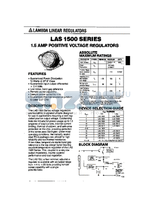 LAS1505 datasheet - 1.5 AMP POSITIVE VOLTAGE REGULATORS