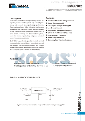 GM66102-3.3ST3T datasheet - 1A ULTRA LOW-DROPOUT VOLTAGE REGULATORS