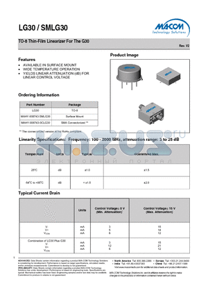 MAHY-008743-SMLG30 datasheet - TO-8 Thin-Film Linearizer For The G30