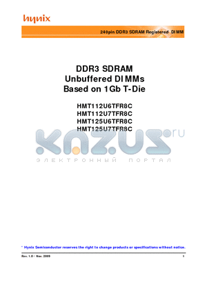 HMT125U6TFR8C-PB datasheet - 240pin DDR3 SDRAM Registered DIMM