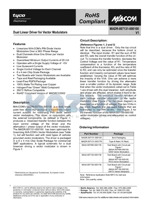MAIA-007150-0001TB datasheet - Dual Linear Driver for Vector Modulators