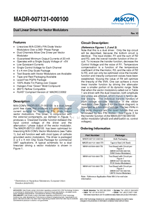 MAIA-007150-0001TB datasheet - Dual Linear Driver for Vector Modulators