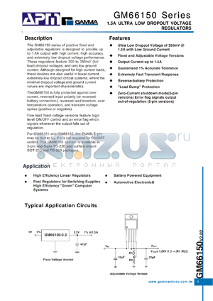 GM66150-1.8ST3T datasheet - 1.5A ULTRA LOW DROPOUT VOLTAGE REGULATORS