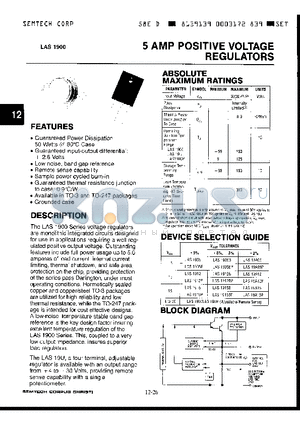 LAS1912 datasheet - 5 AMP POSITIVE VOLTAGE REGULATORS