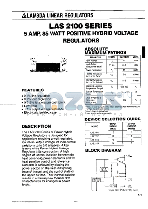 LAS2115 datasheet - 5 AMP, 85 WATT POSITIVE HYBRID VOLTAGE REGULATORS