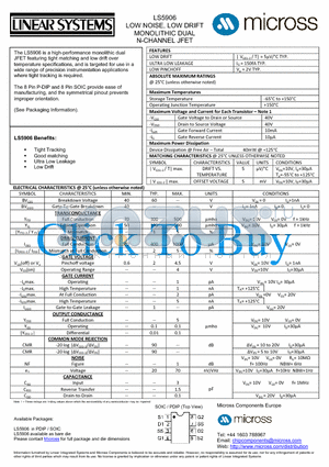 LS5906 datasheet - N-CHANNEL JFET