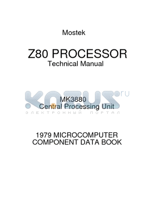 MK3880P-10 datasheet - Z80 PROCESSOR Central Processing Unit