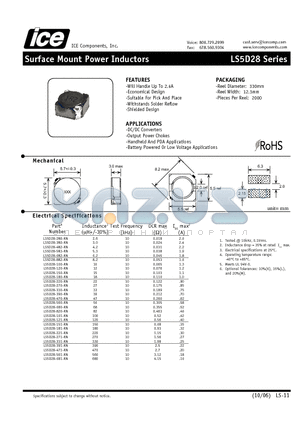 LS5D28-330-RN datasheet - Surface Mount Power Inductors
