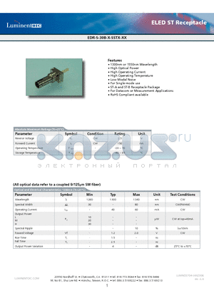 EDR-S-30B-L-SSTB-G5 datasheet - ELED ST Receptacle