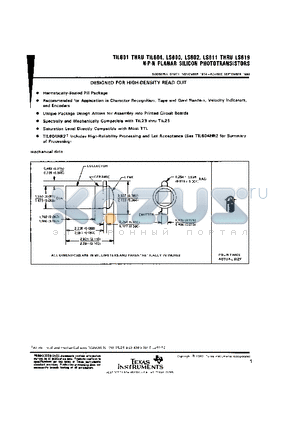 LS618 datasheet - N.P.N PLANAR SILICON PHOTOTRANSISTORS