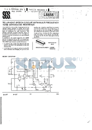 LS656 datasheet - TELEPHONE SPEECH CIRCUIT WITH MULTIFREQUENCY TONE GENERATOR INTERFACE