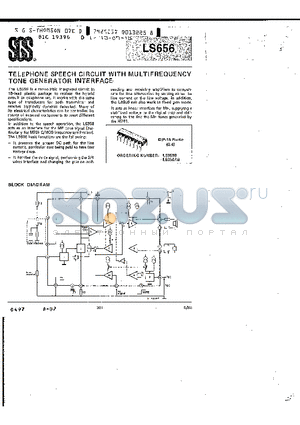LS656AB datasheet - TELEPHONE SPEECH CIRCUIT WITH MULTIFREQUENCY TONE GENERATOR INTERFACE