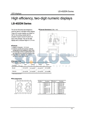 LB-402DN_1 datasheet - High efficiency, two-digit numeric displays