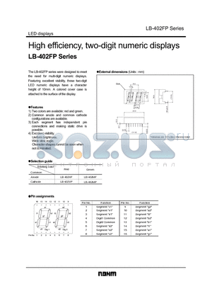 LB-402FP datasheet - High efficiency, two-digit numeric displays